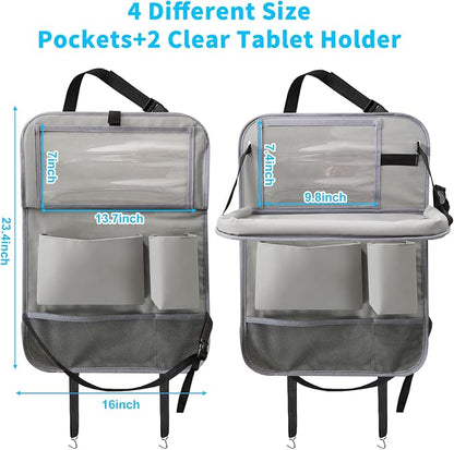 Car Backseat Organizer with Tablet Holder, 6 Storage Pockets Foldable Table - Image 2