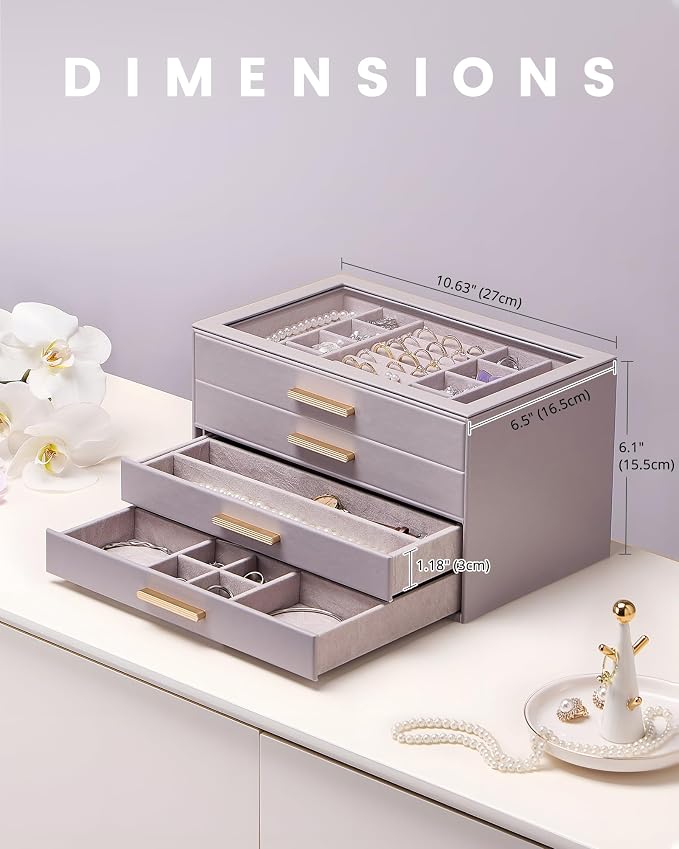 Lolalet Jewelry Box Organizer, 4-Layer Jewelry Organizers and Storage Case - Image 5