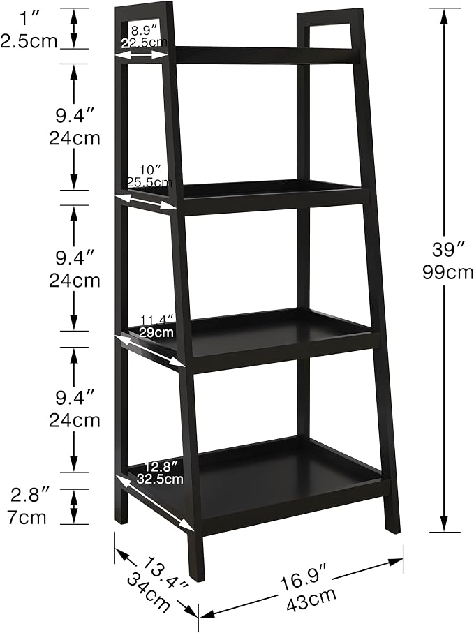 SMIBUY Bamboo Ladder Bookcase, Bathroom Storage Rack Organizer, 4 Tier and 5 - Image 3