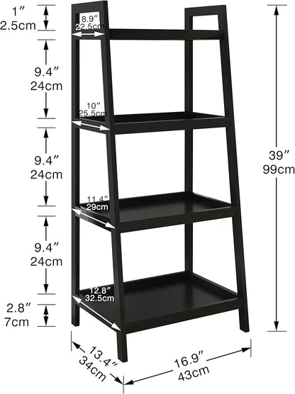 SMIBUY Bamboo Ladder Bookcase, Bathroom Storage Rack Organizer, 4 Tier and 5 - Image 3