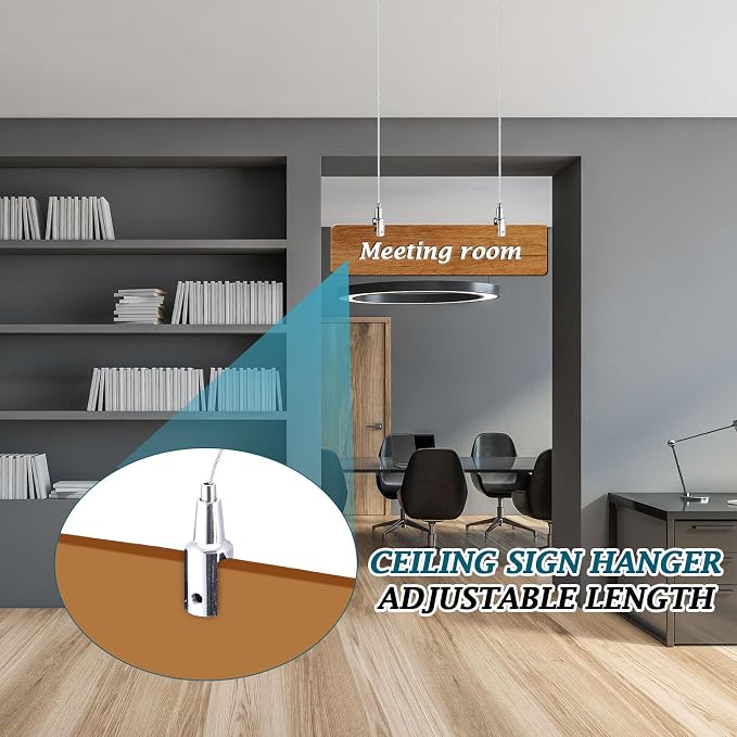 Zonon 20 Pcs 6.5 ft x 1.5 mm Ceiling Sign Hanger, 66 lb Stainless Steel Picture - Image 2