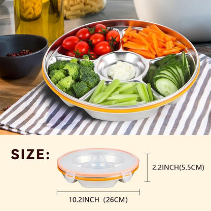 6-Compartment Stainless Steel Serving Tray - Image 7