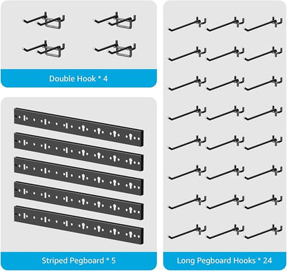 CCCEI 5 Modular Pegboard Strip Storage, Metal Peg Slat Wall Mount - Image 3