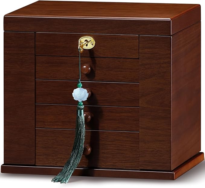 Lockable Wooden Jewelry Box for Women - Image 8