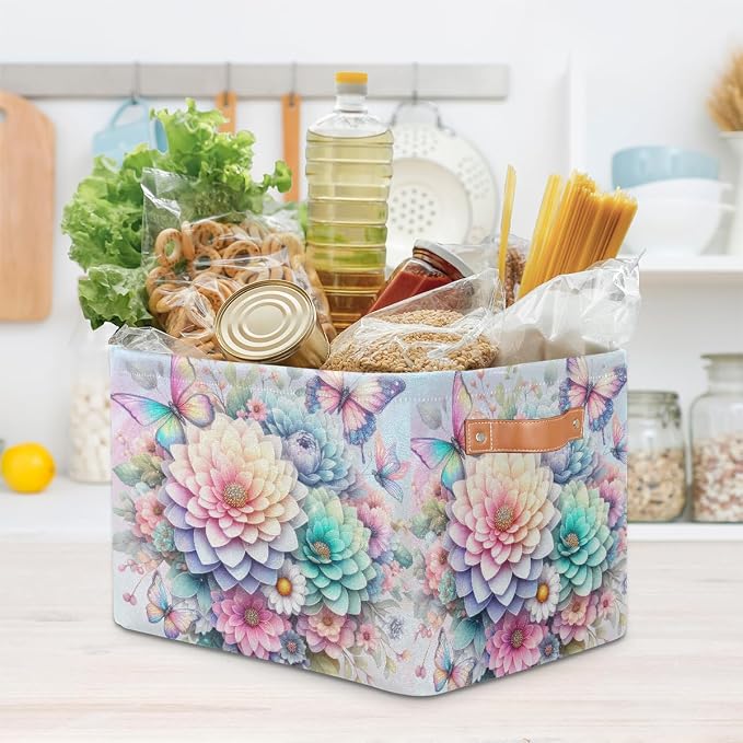 Pardick Basket Storage Bins Rainbow Flower Floral Rectangle Cube Basket Box - Image 7