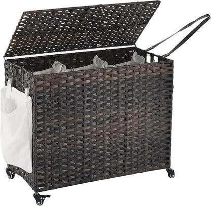 Laundry Hamper with Wheels, 52.8 Gallon Rolling Laundry Basket with Lid by Hiagnete