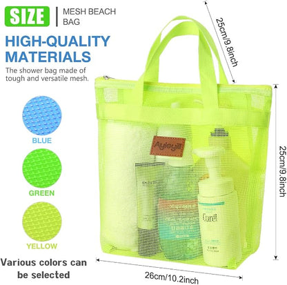 3 Pcs Portable Mesh Shower Caddy Tote, Quick Dry Tote Bag Mesh Beach Bags - Image 2