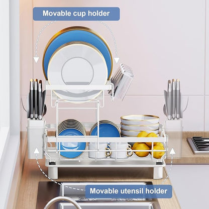 MOUKABAL Dish Drying Rack, 2 Tier Dish Rack, Large Dish Racks - Image 5