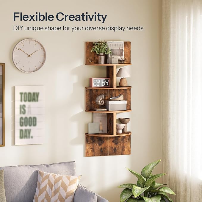 HOOBRO Corner Shelf Wall-Mounted, 4-Tier Corner Bookshelves - Image 4
