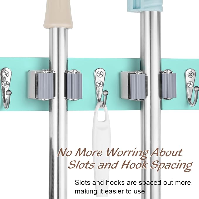 Turquoise Mop Broom Holder Wall Mount - Image 4