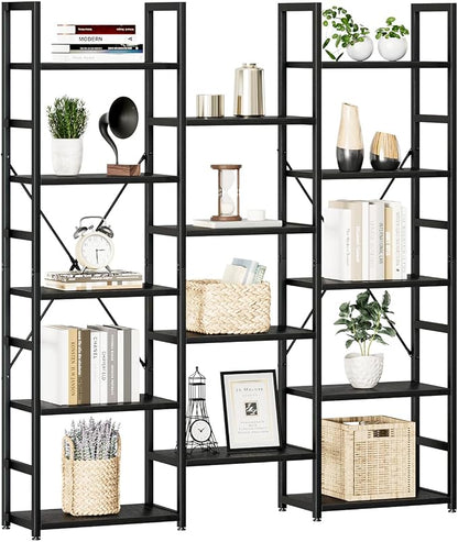 NUMENN Triple Column 5 Tier Bookshelf, Bookcase by NUMENN