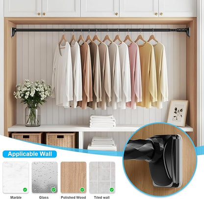 Black Closet Rods For Hanging Clothes, 41-126 In heavy duty tension rod | - Image 7