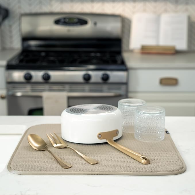 S&T INC. Dish Drying Mat 2 Pack, 16” x 18”, Absorbent Microfiber Kitchen - Image 4