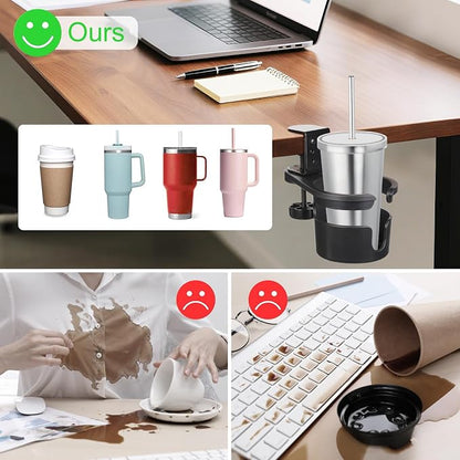 MYITYARD Desk Cup Holder Clamp, Anti-Spill Clip On Table Cup Holder, Rotatable - Image 6