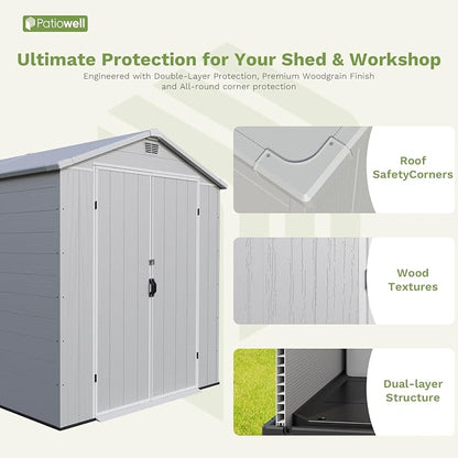 Patiowell 6X10 FT Plastic Outdoor Storage Shed - Image 6