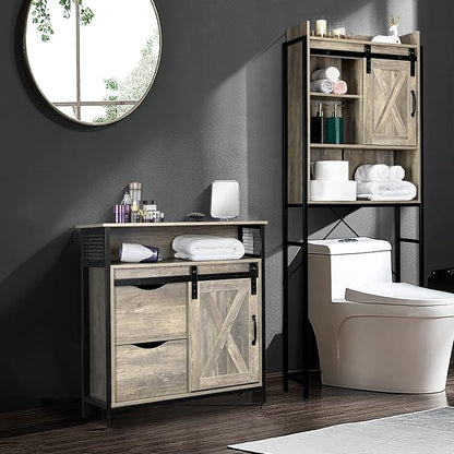 VINGLI Farmhouse Bathroom Floor Storage Cabinet, Rustic Freestanding Cabinet - Image 4