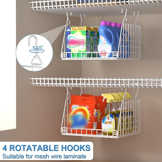 PUPPYCUTE 3 Pack Laundry Room Organization and Storage, Hanging Wire Basket - Image 4
