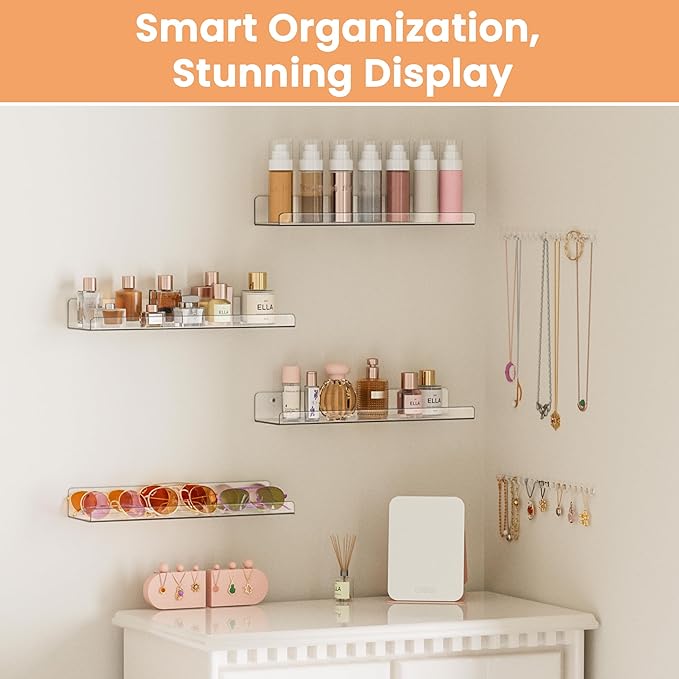 upsimples Acrylic Shelves for Bathroom Storage, Make up, Kids Bookshelf for - Image 4