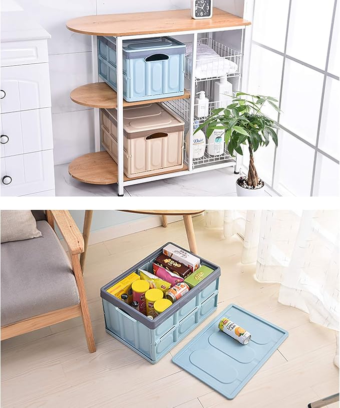 Lidded Storage Bins 2 Pack 30L Collapsible Storage Box Crates Plastic Tote - Image 6