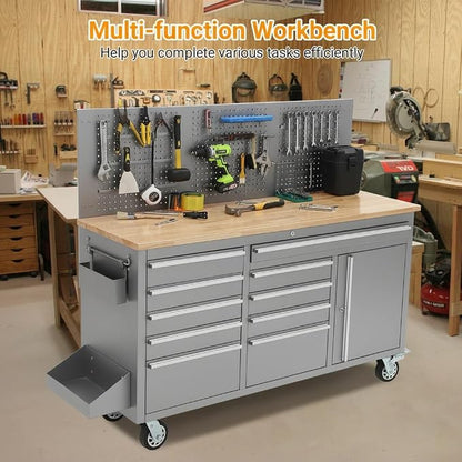 GarveeTech 61-Inch Rolling Tool Chest, 10-Drawer Heavy Duty Garage Workbench - Image 2