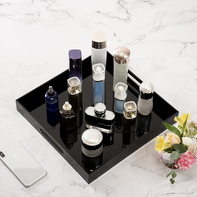 Glossy Black Acrylic Serving Tray - Image 6