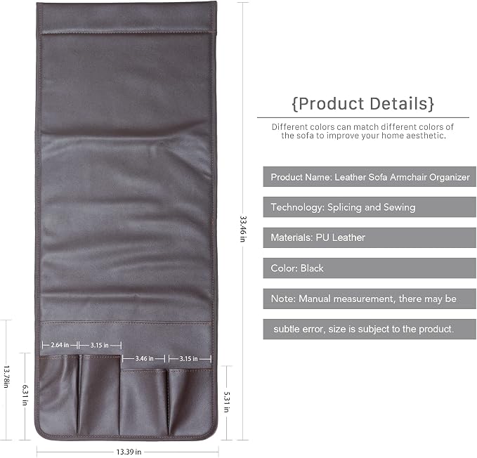 PU Leather Sofa Armrest Organizer, Armchair Magazine Holders, Waterproof Remote - Image 3