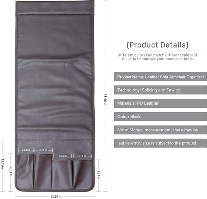 PU Leather Sofa Armrest Organizer, Armchair Magazine Holders, Waterproof Remote - Image 3