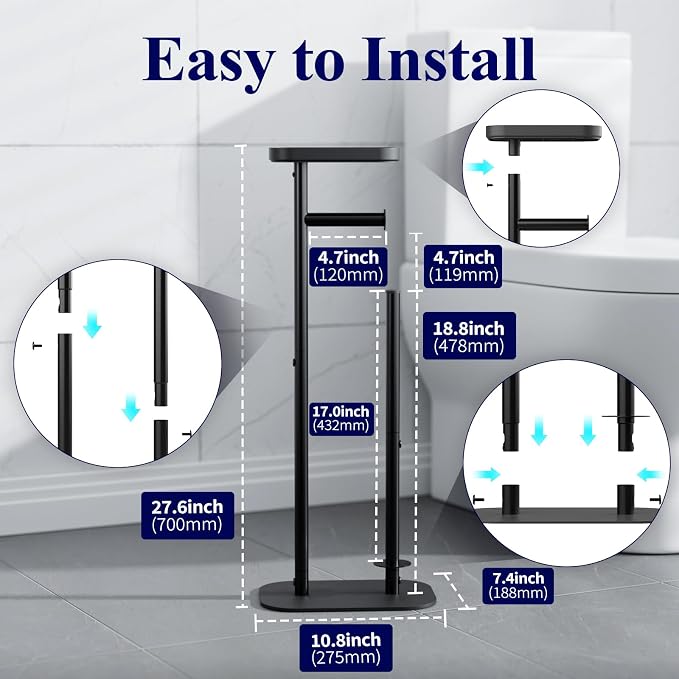 Kitsure Toilet Paper Holder Free Standing – Rustproof Metal Toilet Paper Stand - Image 2