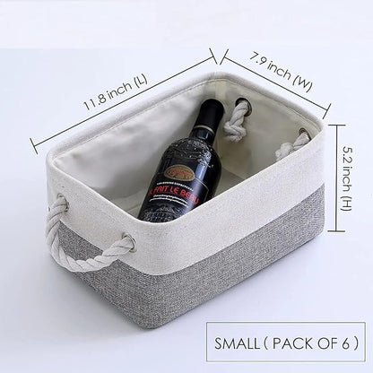TcaFmac Small Storage Baskets for Shelf 6 Pack Canvas Storage Basket - Image 5