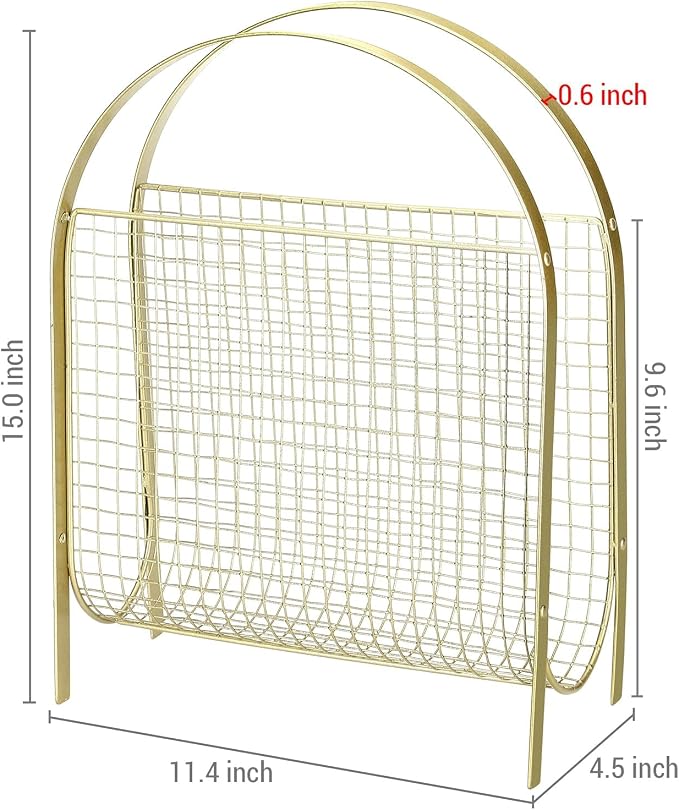 MyGift Mid-Century Design Magazine Rack, Matte Black Tone Metal Mesh - Image 2