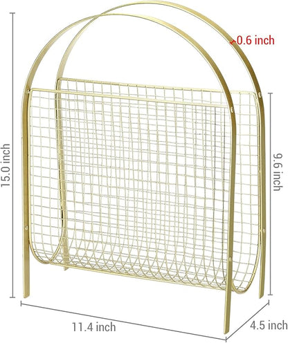 MyGift Mid-Century Design Magazine Rack, Matte Black Tone Metal Mesh - Image 2