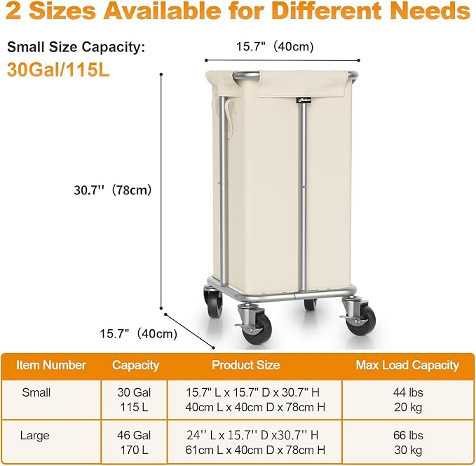 Laundry Basket with Wheels, 115L Rolling Laundry Hamper Large Dirty Clothes - Image 6