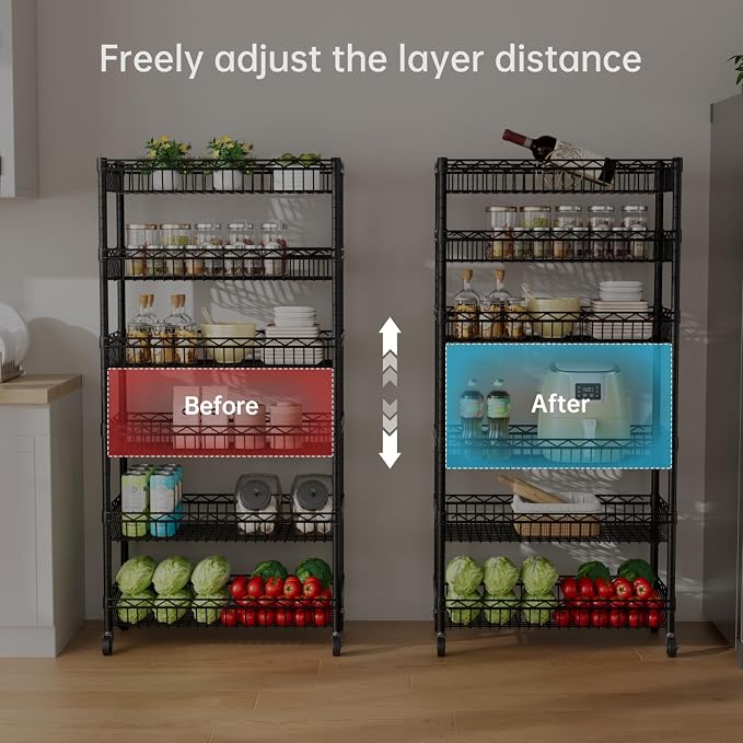 6 Shelves Storage Shelf Wire Closet Bathroom Organizers Metal Pantry Kitchen - Image 4