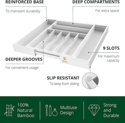 ROYAL CRAFT WOOD Luxury Bamboo Kitchen Drawer Organizer - Image 3