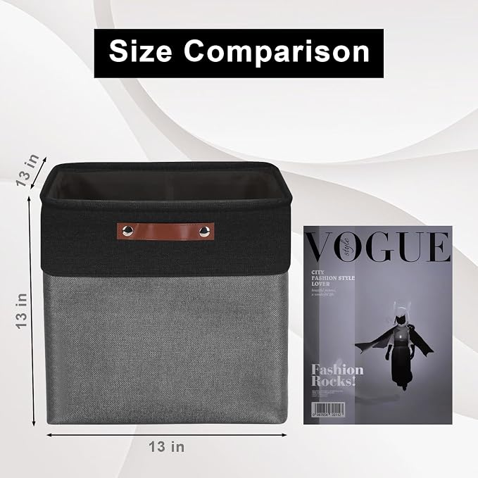 13x13 Cube Storage Bins, Collapsible Fabric Storage Box, 4 Pack Closet Baskets - Image 2