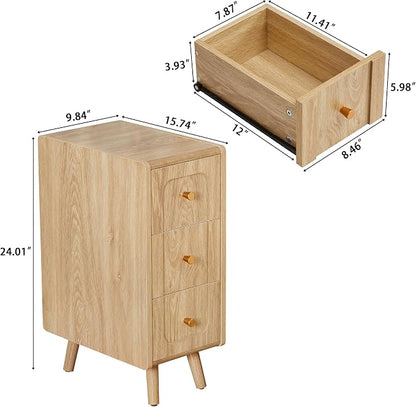 Small Nightstand Set of 2, Narrow Nightstand Slim Couch Side Table - Image 2