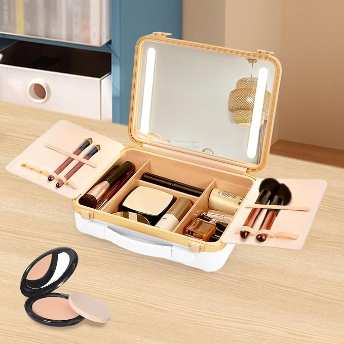 Portable Makeup Box, 11.42 * 3.54 * 8.66 In Travel Makeup Train Cases Cosmetic - Image 7
