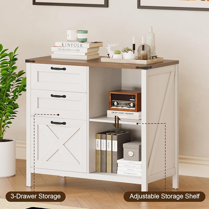 Halitaa 3 Drawers Farmhouse File Cabinet - Image 7