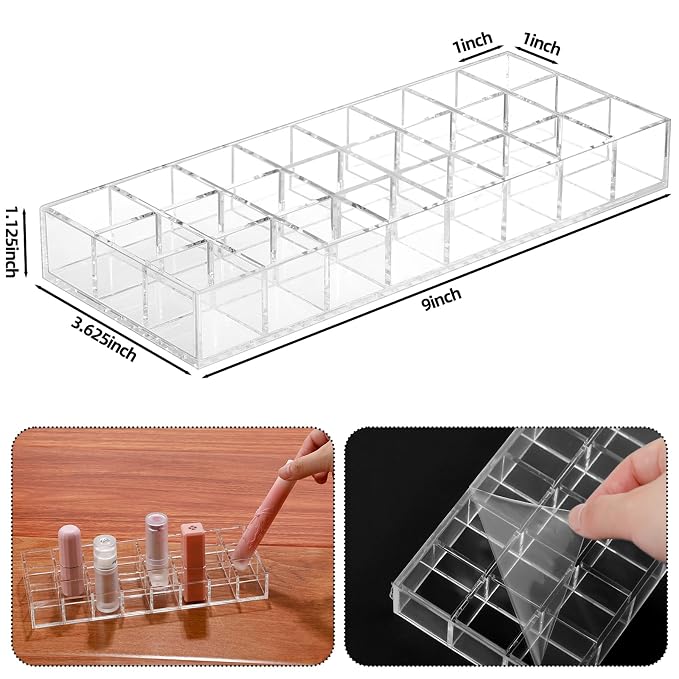 Kigley 3 Pcs Clear Lipstick Organizer Acrylic Lip Gloss Holder Cosmetic Storage - Image 3