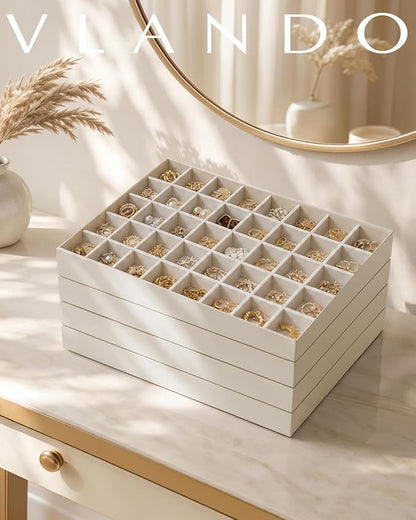 VLANDO Stackable Jewelry Tray, Soft Velvet, Removable Dividers | Individual - Image 3
