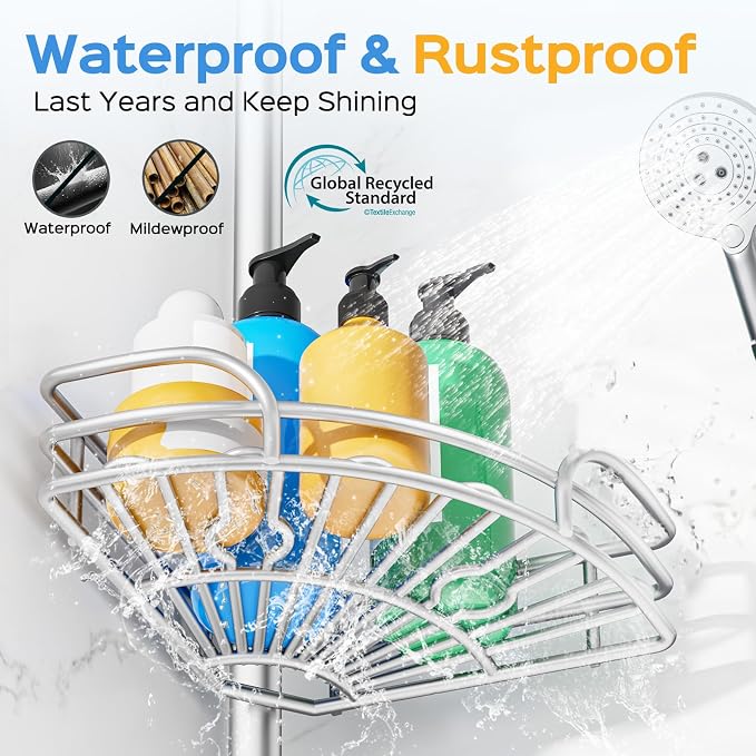 HAMITOR Shower Caddy Corner Tension Pole: 4-Tier Large Capacity Bathroom - Image 5