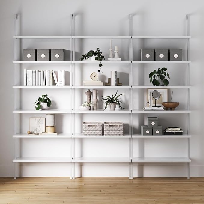 Nathan James Theo 6-Shelf Tall Modern Bookshelf, Wall Mount Ladder Shelf by Unknown