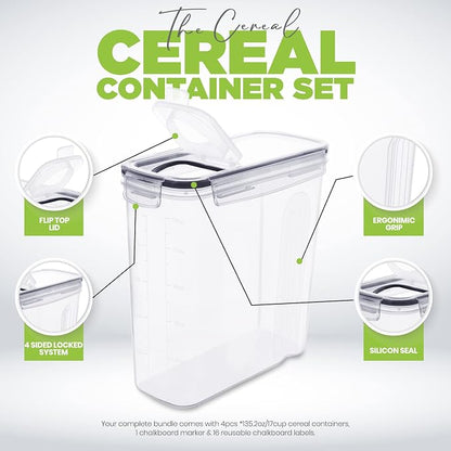Utopia Kitchen Cereal Containers Storage Set – 6 Pack 4L Airtight Food Storage - Image 4