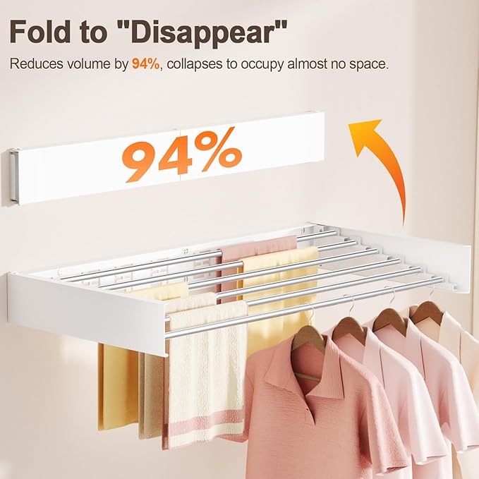 Wall Mounted Clothes Drying Rack Folding Indoor, Foldable Laundry Drying Rack - Image 4