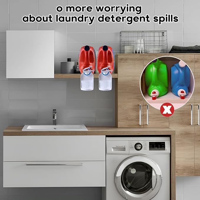 2 Pack Laundry Detergent Dispenser Cup Holder, Nozzle button upgrade，Easily No - Image 4
