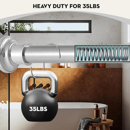 Silver Long Curtain RodTension Shower Curtain Rods 30 to100 inch Adjustable - Image 5