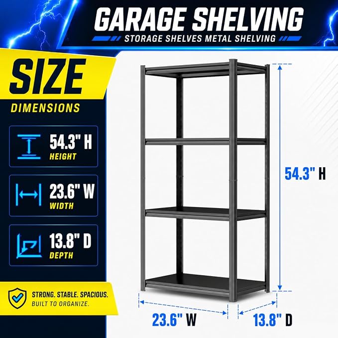 Garage Shelving Unit, 2400lbs Total Capacity Adjustable Steel Storage Rack - Image 2