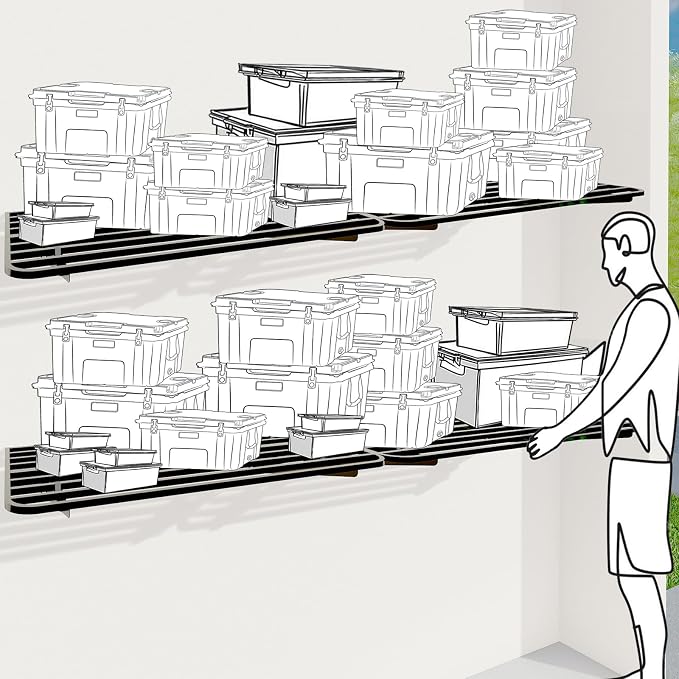 Garage Shelving Wall Mounted, Space-Saving Black - Image 7