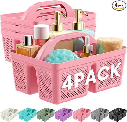 4 Pack Portable Shower Caddy, Integrated Handle, Reinforced Plastic, Organizer by Unknown
