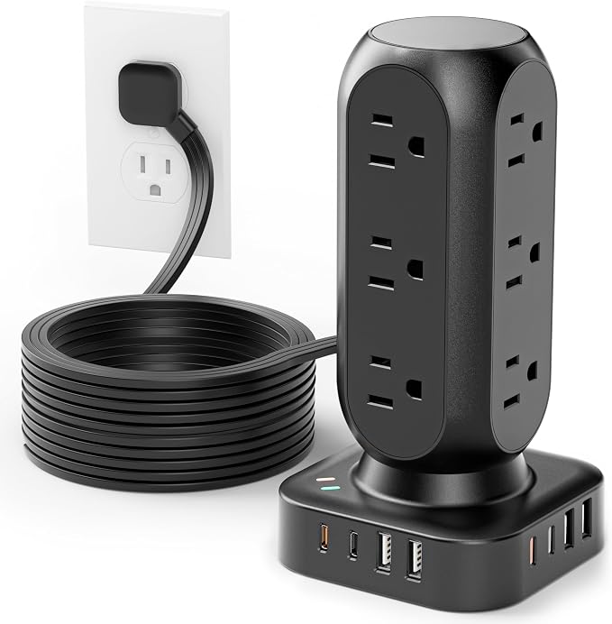 Dual PD 20W Power Strip Tower, TenTrend Surge Protector Power Strip by TenTrend